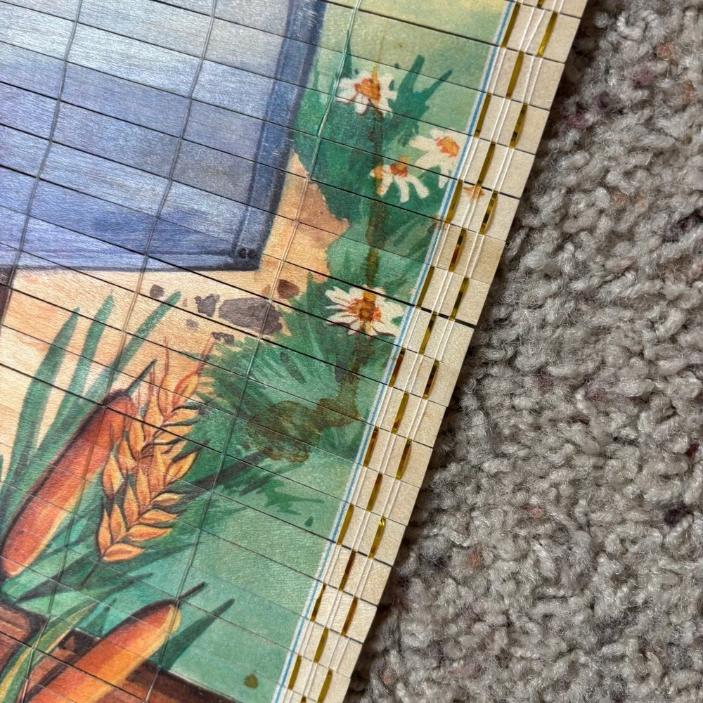 VTG 80s Bamboo Wood Slat Decor Mailbox Rainbow Squirrel Cottage Core Farm Kitsch